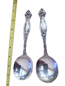 Set di 2 cucchiaini da zuppa rotondi Frontenac argento sterling internazionale - Foto 1 di 7