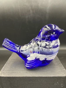 Fenton Canaan Valley on Cobalt Blue Song Bird Hand Painted by S Stephens - Picture 1 of 8