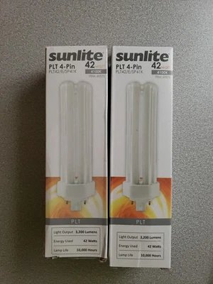 Sunlite 60575 PLT42/E/SP41K 42W CFL Plug-In 4-Pin Light Bulb 4100K (2 Counts) - Image 1 of 4