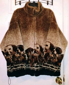 Chaqueta de Colección Cobblestone Canyon Southwest Marrón Estampado de Perro Polar con Cremallera Talla XL - Imagen 1 de 9