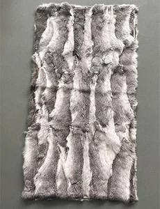 Manta de piel de conejo real de lujo 1 pieza alfombra de piel de retazos 22x44" cuero gris - Imagen 1 de 5