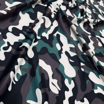Tela de spandex de nailon con estampado de camuflaje clásico del ejército elástico en 4 vías para trajes de baño Foto 1 de 4