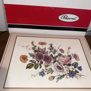 Vintage Pimpernel Placemats Furber Floral Flowers Set of 4 Cork Back 1980s - Picture 1 of 3