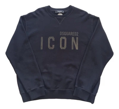 DSQUARED2 felpa girocollo in cotone uomo stampa gommato S79GU0050 nero TG.XXL - Imagen 1 de 4