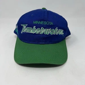 Vintage Minnesota Timberwolves Sports Specialties Twill Schrift Druckknopflasche Mütze blau - Bild 1 von 7