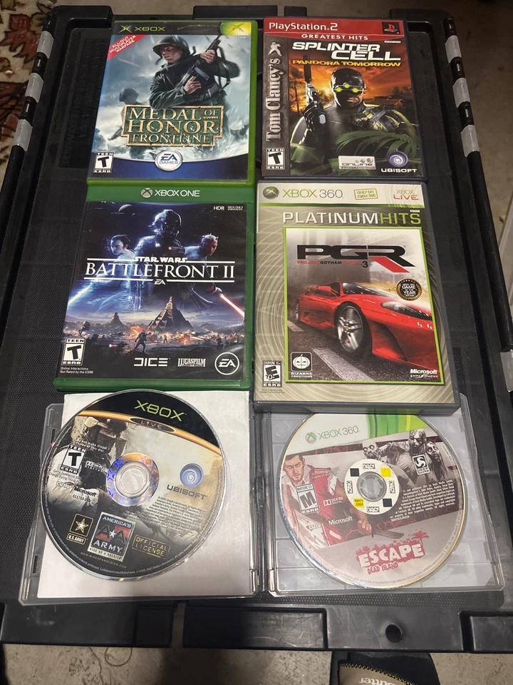 Lote de jogos para Xbox e PS2 – Medal of Honor, Splinter Cell, Star Wars BF2, PGR3 + Extr - Imagem 1 de 1