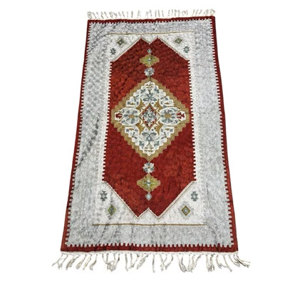 Turkish Tapestry Prayer Rug Fringe Embroidered Handmade Colorful Wall 58 x 33 - Image 1 of 4