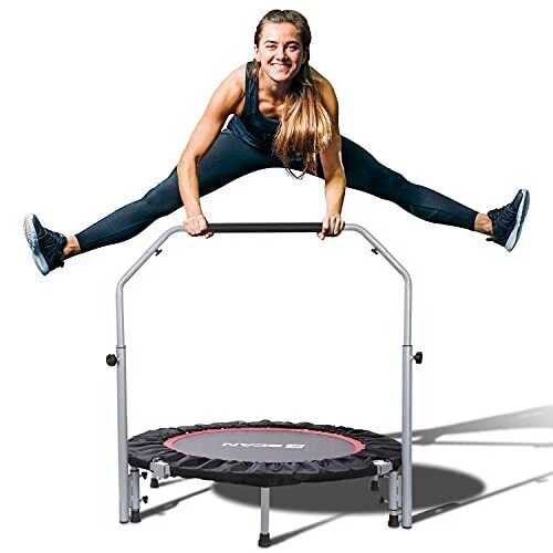 BCAN Trampoline for Fitness Rebounder & Adjustable Foam Handle - 330 Lbs