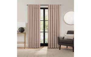 (1) Fieldcrest Luxury Alden Linen Light-Filtering Curtain 50x84 JCPENNEY - Picture 1 of 8