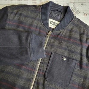 Chaqueta Levis Para Hombre Grande Grande Negra Mezcla de Lana Cremallera Completa Forro Acolchado Bolsillos - Imagen 1 de 13