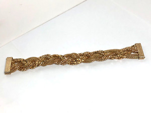 BRACELET - MESH - goldtone metal - 6 braided chains - magnet clasp -8” long