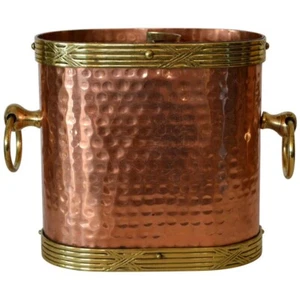 Vintage Art Deco French Hand Hammered Copper & Brass Champagne Wine Ice Bucket - Picture 1 of 14