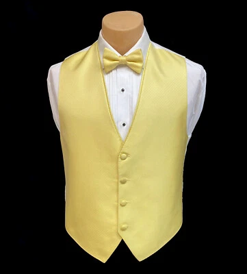 Men's Flow Formals Sunflower Yellow Tuxedo Vest & Tie Bow or Long Closeout - Image 1 of 3