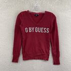 Y2K 2000s G by Guess Red Knit Logo Spellout Studded Long Sleeve Top XS S Small