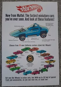 REDLINE HOT WHEELS 1968 ORIGINAL 16 CARS PINK CHEETAH PYTHON POSTER - Picture 1 of 3