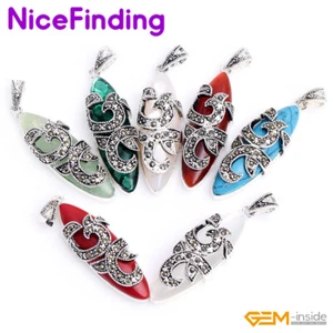 Marquise Verschiedene Edelsteine Marcasit Silber Halskette Enhancer Anhänger Schmuck - Bild 1 von 40