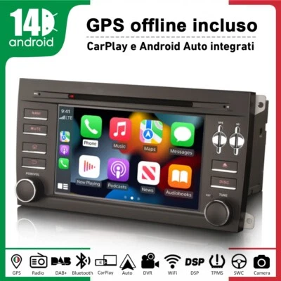 64GB 8-Core Android 14 CarPlay Autoradio Porsche Cayenne GPS Navigatore DAB+DVD - Immagine 1 di 4