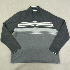 Eddie Bauer Men's XL Cotton  Mock Turtleneck Striped Gray Sweater