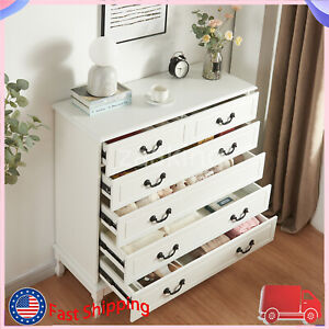 Chest of Drawers 6-Drawers Dresser for Bedroom Storage Cabinet W/ Handles