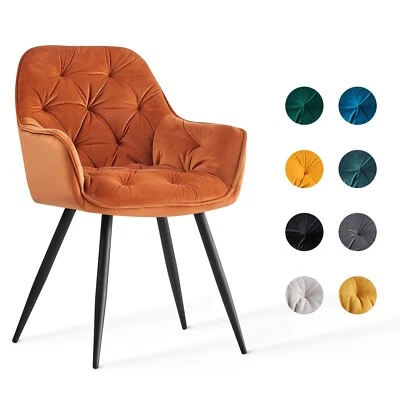 2,4,6er Set Samt Esszimmerstuhl Retro Design Sessel mit Metallbeinen Armlehnen  - Bild 1 von 4