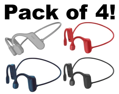 Pack of 4! Open Ear Bluetooth Headphones Earphones 1 Red 1 Black Bone Conduction - Image 1 of 4