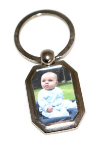 Personalised Chunky Chrome Metal Octagon Photo Keyring with Gift Box