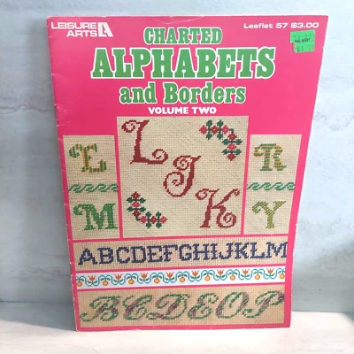 Vintage 1975 Leisure Arts Charted Alphabets and Borders Leaflet 57 Vol. 2 - Image 1 of 4