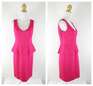 Abito tubino donna Nanette Lepore tinta unita rosa peplo senza maniche taglia 10 - Foto 1 di 7