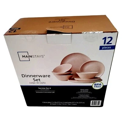 Mainstays 12-Piece Dinnerware Set Service For 4 BPA-Free Dishwasher & Microwave - Image 1 of 4