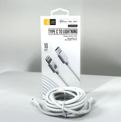 Cable Case Logic USB-C a Lightning de 10 pies para Apple iPhone iPad certificado MFi Foto 1 de 4