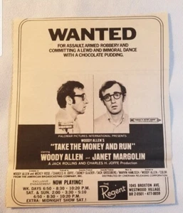 Vintage Anzeige Woody Allen Take the Money and Run LA FREE PRESS 1969 ungerahmt - Bild 1 von 1