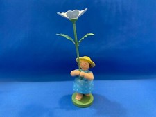 ERZGEBIRGE Wendt Kuhn Flower GIRL Figurine Carved Wood Germany 1990s Anemone