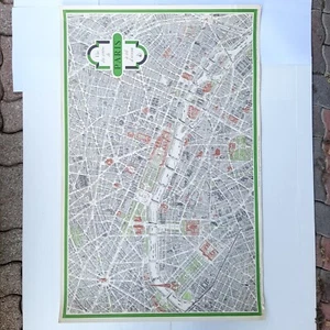 Poster litografia cartina topografica a colori della città di Parigi - Picture 1 of 6
