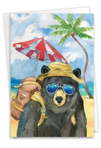 Father's Day Greeting Card with 5" x 7" w/ Envelope (1 Card) Dad Bear's Day Off - Picture 1 of 6