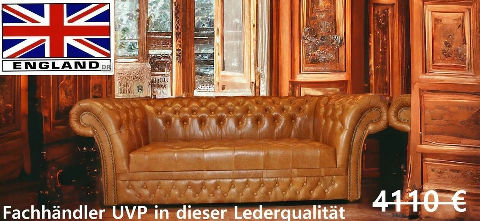 Chesterfield  Victorian  Kensington 3 Sitz Sofa Luxus Aniline Leder E1100 - Bild 1 von 4