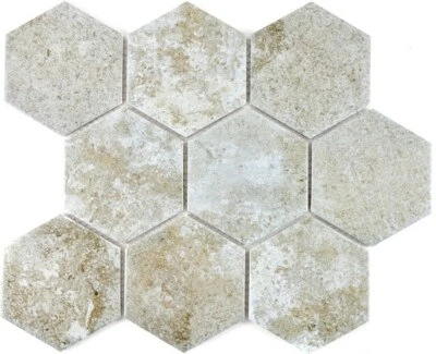 Carreaux de Mosaique Bain Cuisine Douche Céramique Gris Mur Hexagone Ciment - Photo 1/4