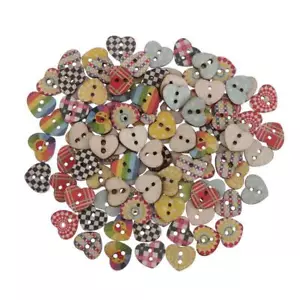 100 Wooden Buttons Craft Buttons 2 Holes Wood Buttons - Picture 1 of 8