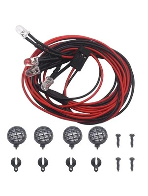 GoolRC Car 4 White LED Headlights with Light Cover Lamps.  SCX10 Rock Crawler RC - Image 1 of 3