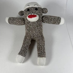 Sock Monkey Plush Brown Cream Knit 9.5" Stuffed Animal Toy - Picture 1 of 9