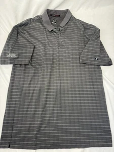 Polo de golf Nike Fit Dry Tiger Woods gris blanco a rayas manga corta XL Rookery FL - Imagen 1 de 10