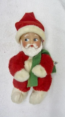 Vintage Weihnachten Knickerbocker Gummi Baby Gesicht Weihnachtsmann Plüsch Puppe - 50er Jahre - Bild 1 von 4