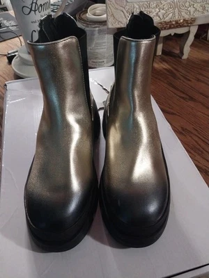 НАЗАД В ШКОЛУ...НОВЫЙ / STEVE MADDEN девочки патент зеркальный боя ботинки - размер 4 - Изображение 1 из 4