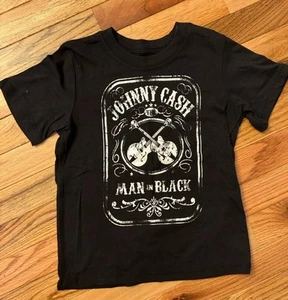Johnny Cash Kids Round Neck Short Sleeve Graphic Tee T-Shirt Black Size 5T - Picture 1 of 5