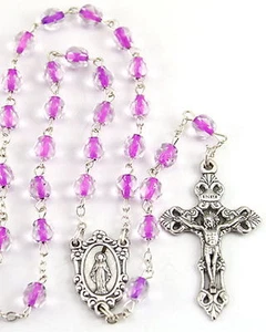 NEW MADE IN ITALY VIOLET SOUL GLASS BEAD ROSARY -BEAUTIFUL & UNIQUE BEADS - Picture 1 of 1