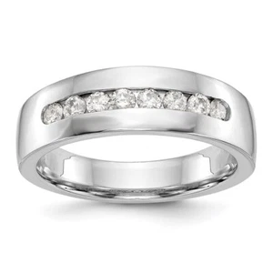 14k White Gold Men's 1/2Ct Lab Grown Diamond Channel Band Ring Size 10 - Picture 1 of 4