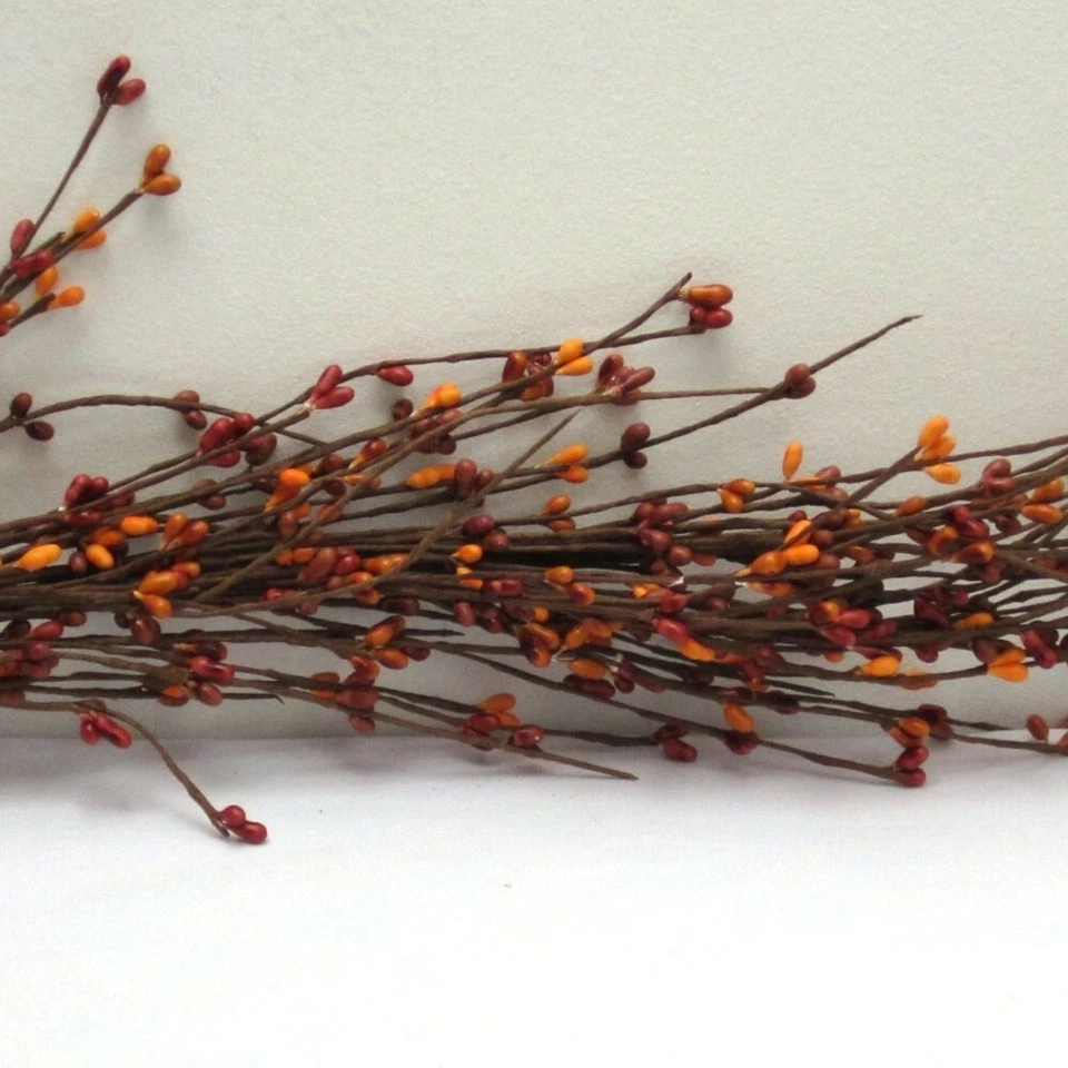 NEW Primitive Farmhouse SUNSET ORANGE Pip Berry Garland 58" Crafts Decor Rustic - Image 1 of 2