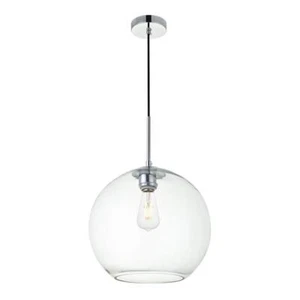 Living District Baxter 1-Light Metal Pendant in Chrome & Clear - Picture 1 of 3
