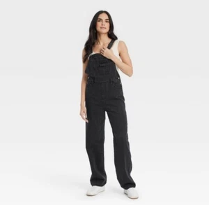 Universal Thread Women's 90's Baggy Denim Relaxed Jumpsuit Overalls Size 2 Black - Picture 1 of 6