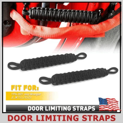 2x Correias limitadoras de porta resistentes para 1976-2021 Jeep Wrangler JL JK TJ LJ YJ CJ - Imagem 1 de 4
