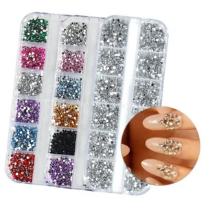 3000Pcs Nail Art Flat Back Crystal Rhinestone 1.5mm 2.0mm Dazzling Diamonds 3D D - Picture 1 of 28